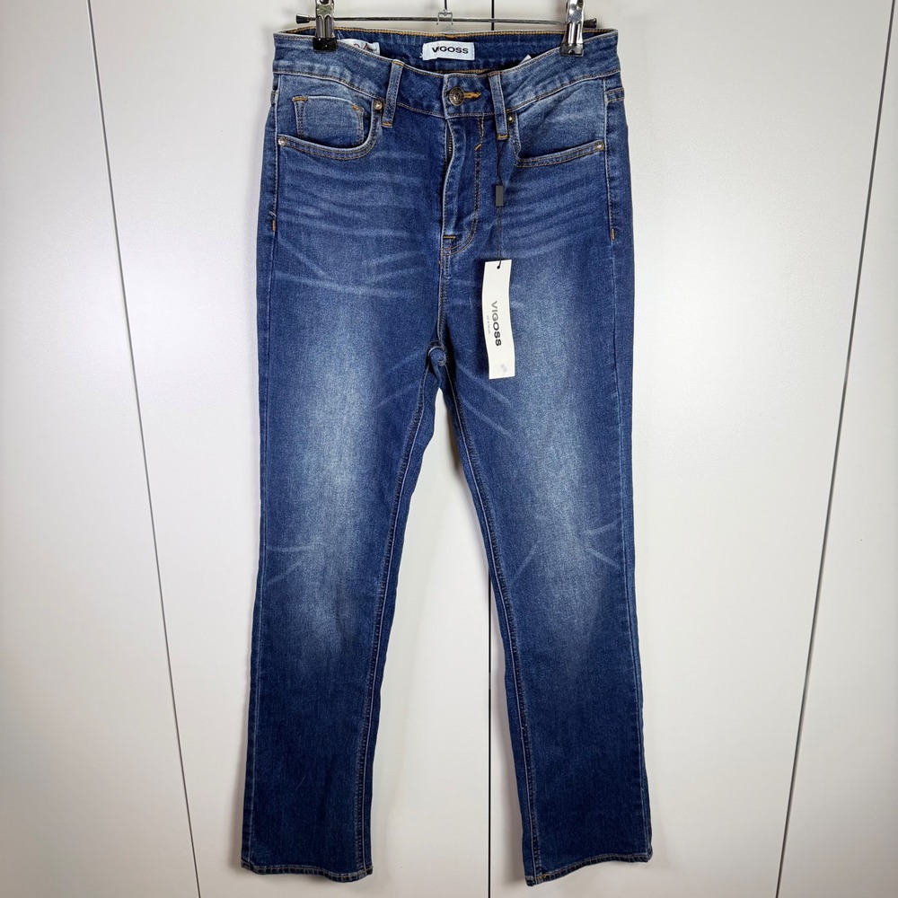 NWT VIGOSS Womens 27x29 Ace High Rise Straight Leg Jeans Medium Wash